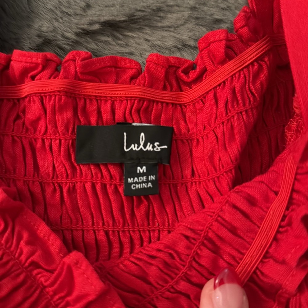 Lulus Ruffle Top - Red - Picture 2 of 2